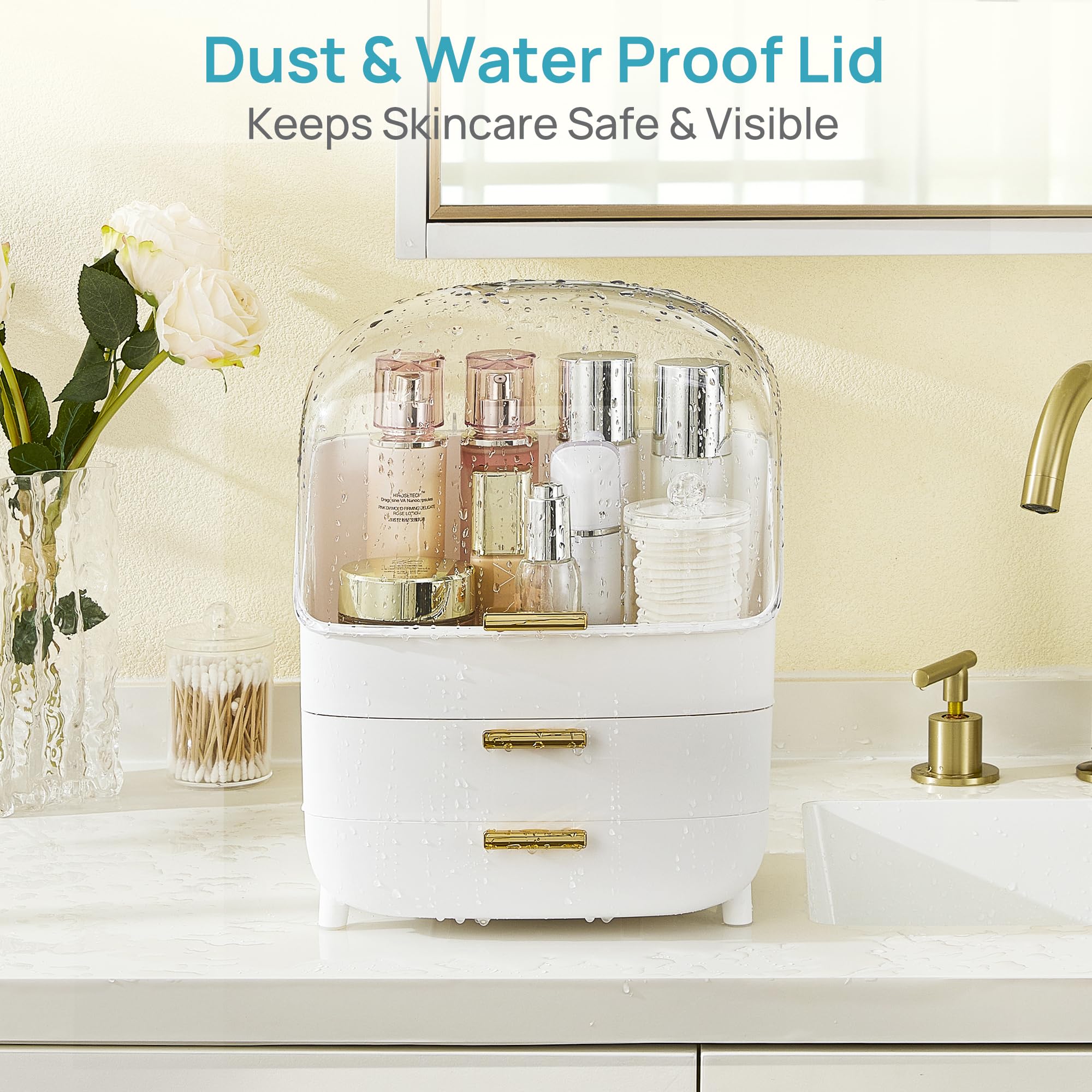 Vtopmart dual drawers with built-in stoppers store small tools securely