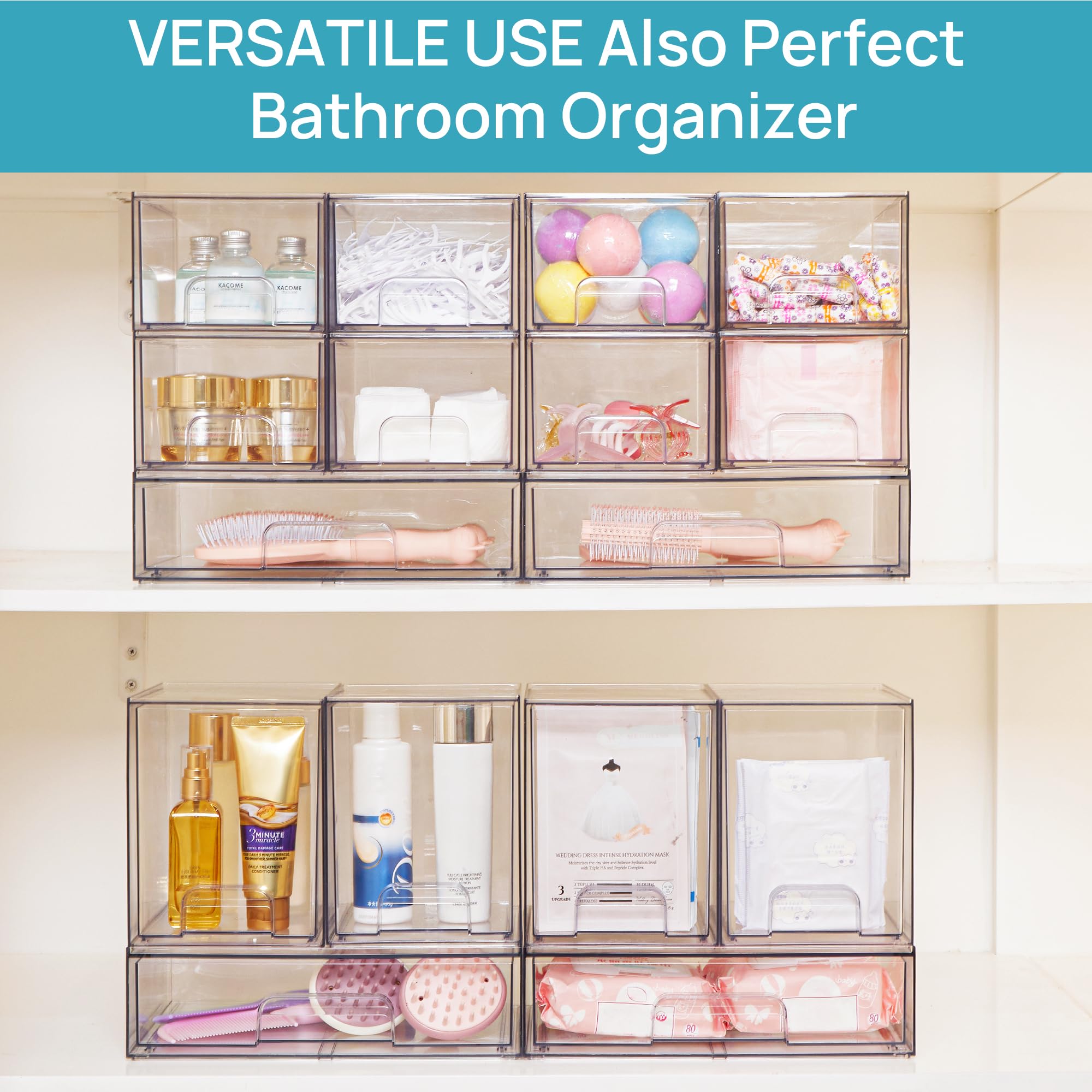 Vtopmart easy-clean clear drawers resist staining with soap and warm water.