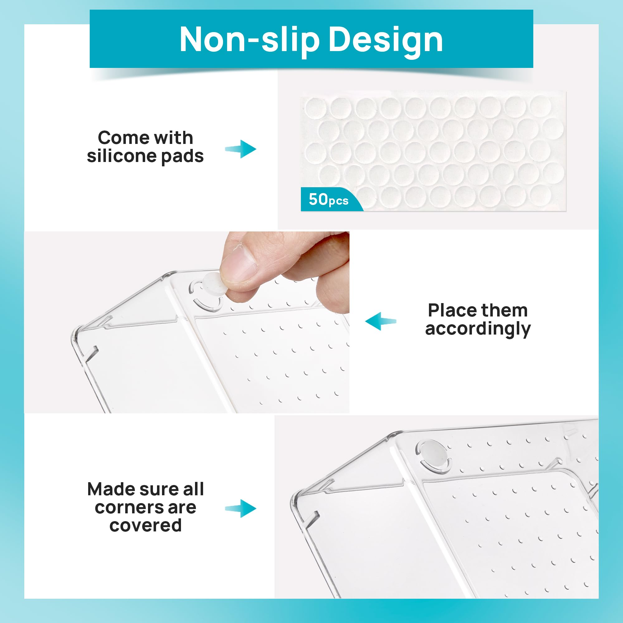 Vtopmart easy-clean drawer bins simplify daily tidying with a damp cloth.