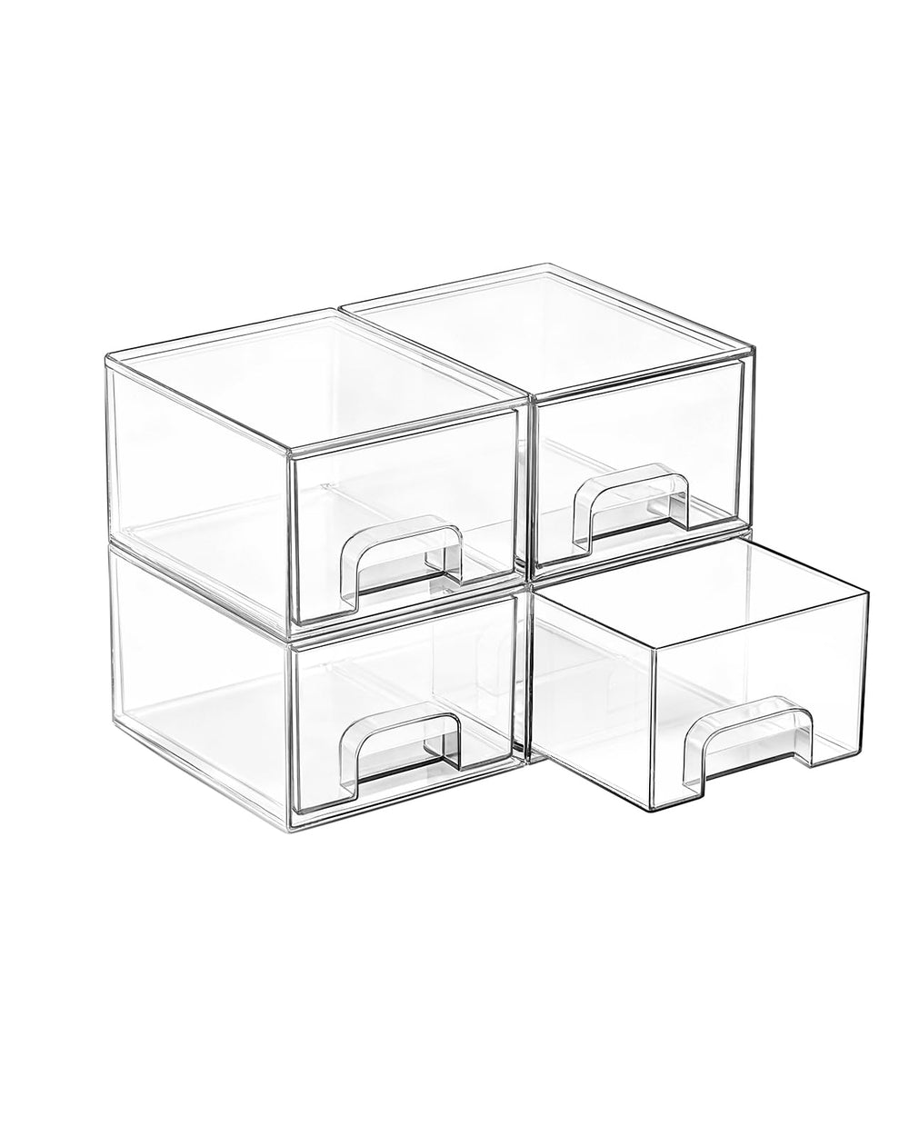 Vtopmart four-pack clear drawers for compact, visible storage on countertops or cabinets