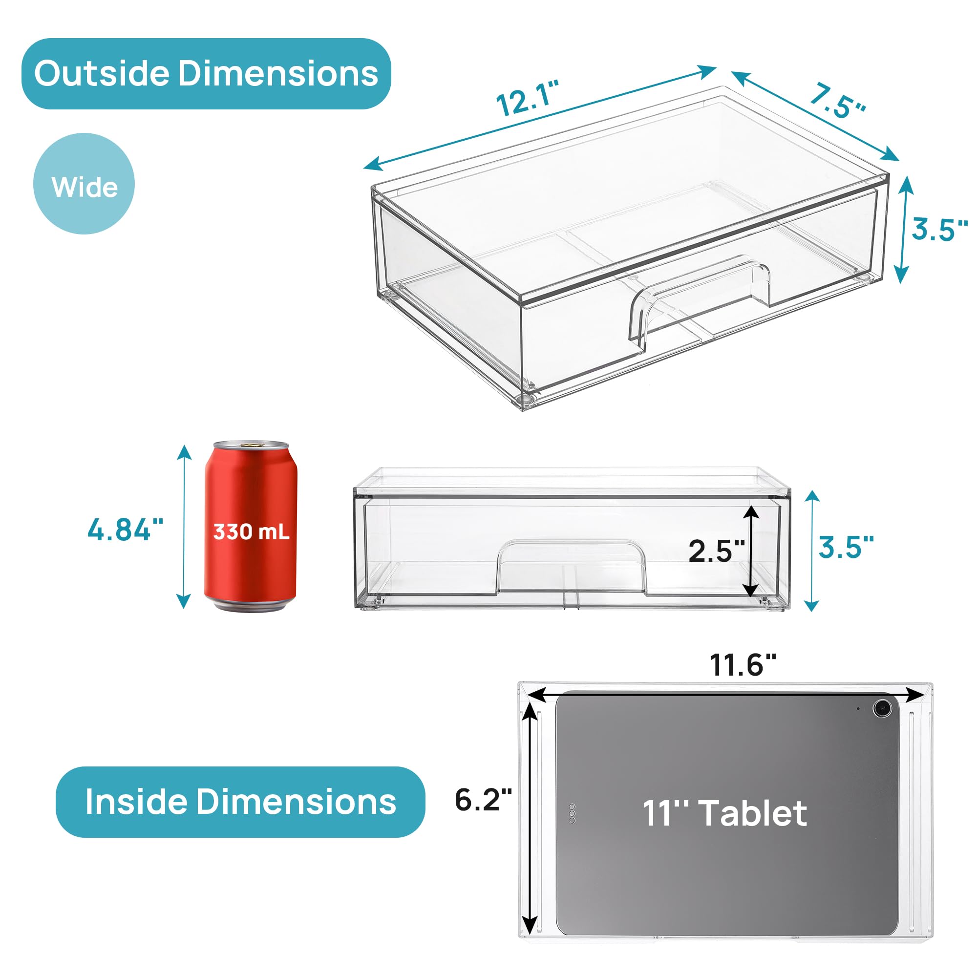 Vtopmart makeup palettes neatly stored inside a drawer for quick access.