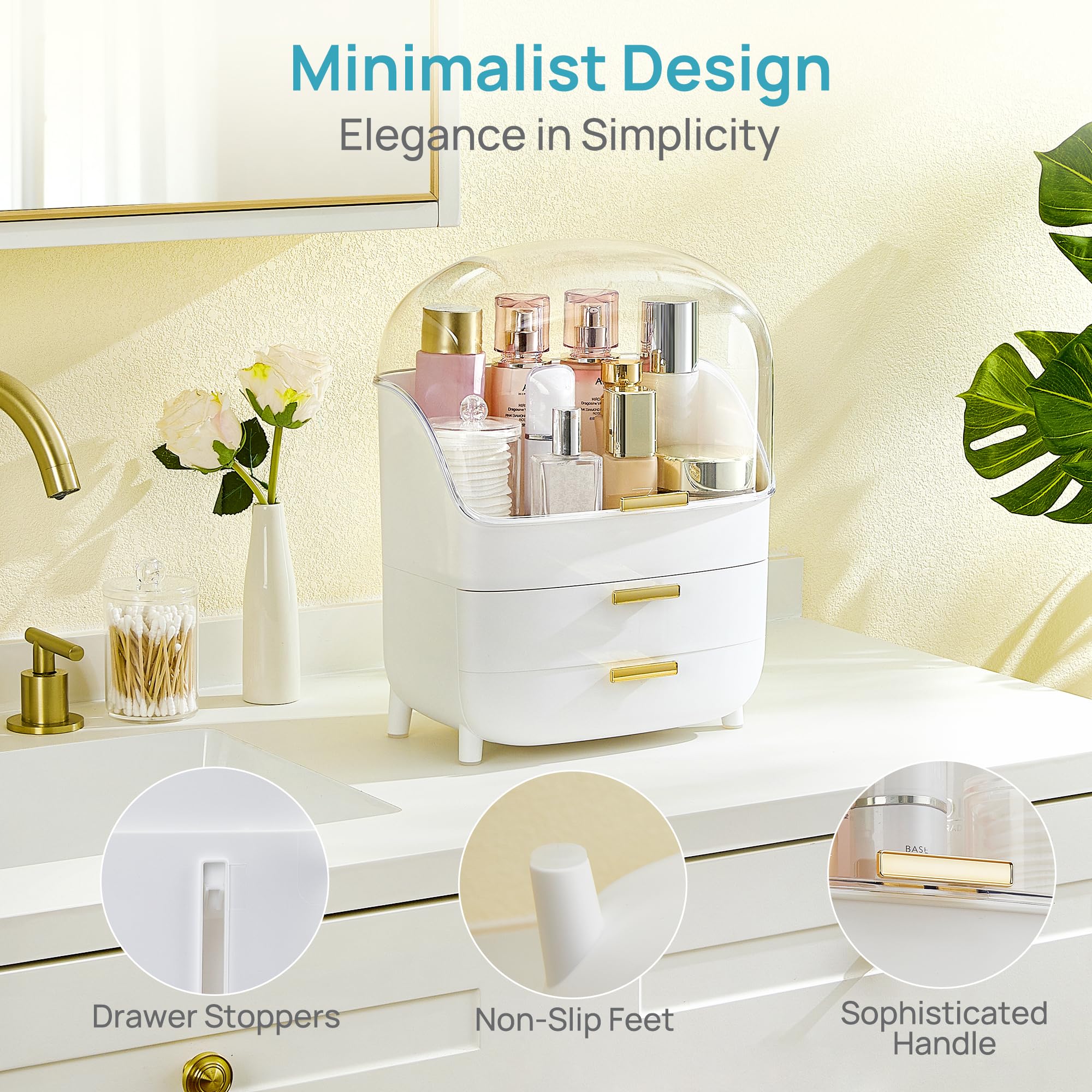 Vtopmart minimalist design with golden handles adds elegant style