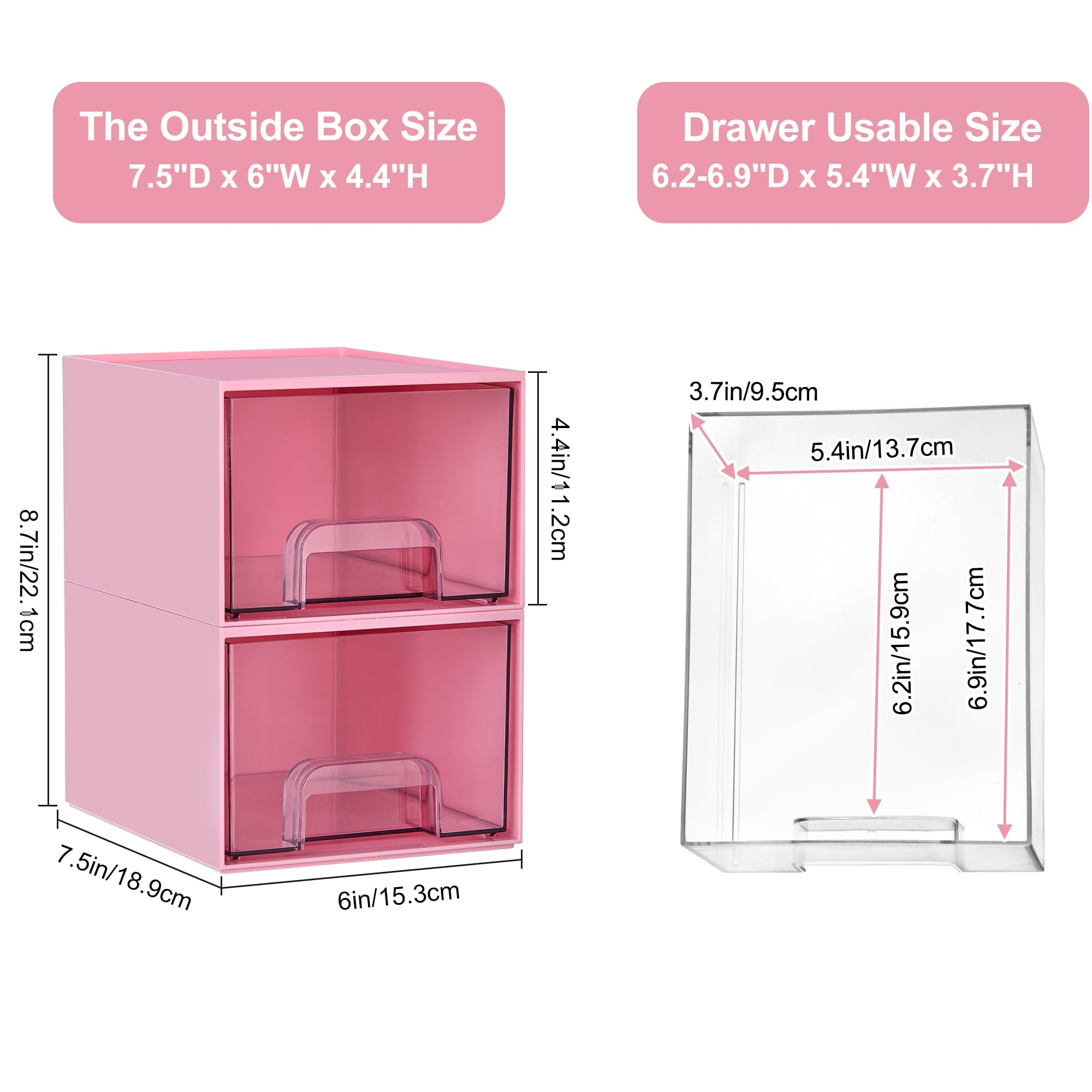 Vtopmart stackable drawer outer box with clear fronts offers easy content visibility.