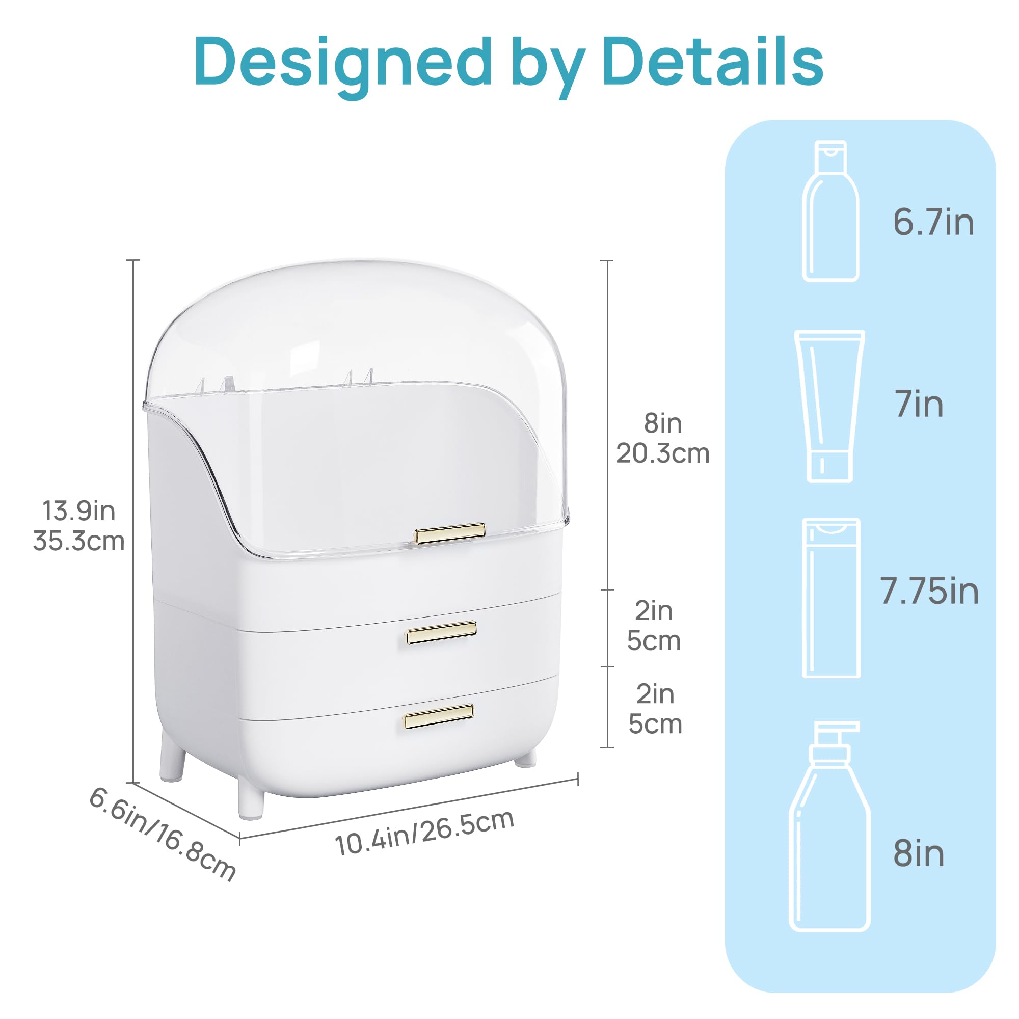 Vtopmart top compartment holds tall bottles up to 8 inches for easy access