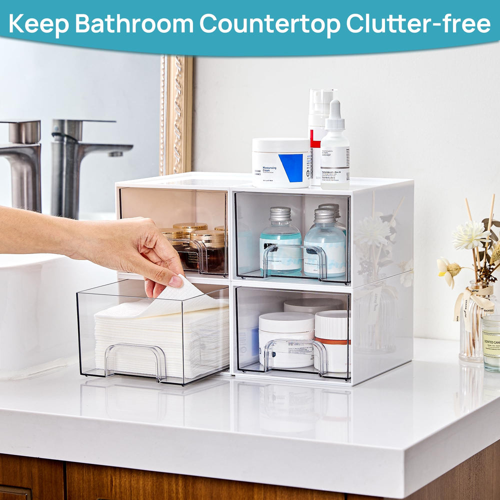 Vtopmart under-sink organizer stores cleaning supplies in a tidy space.