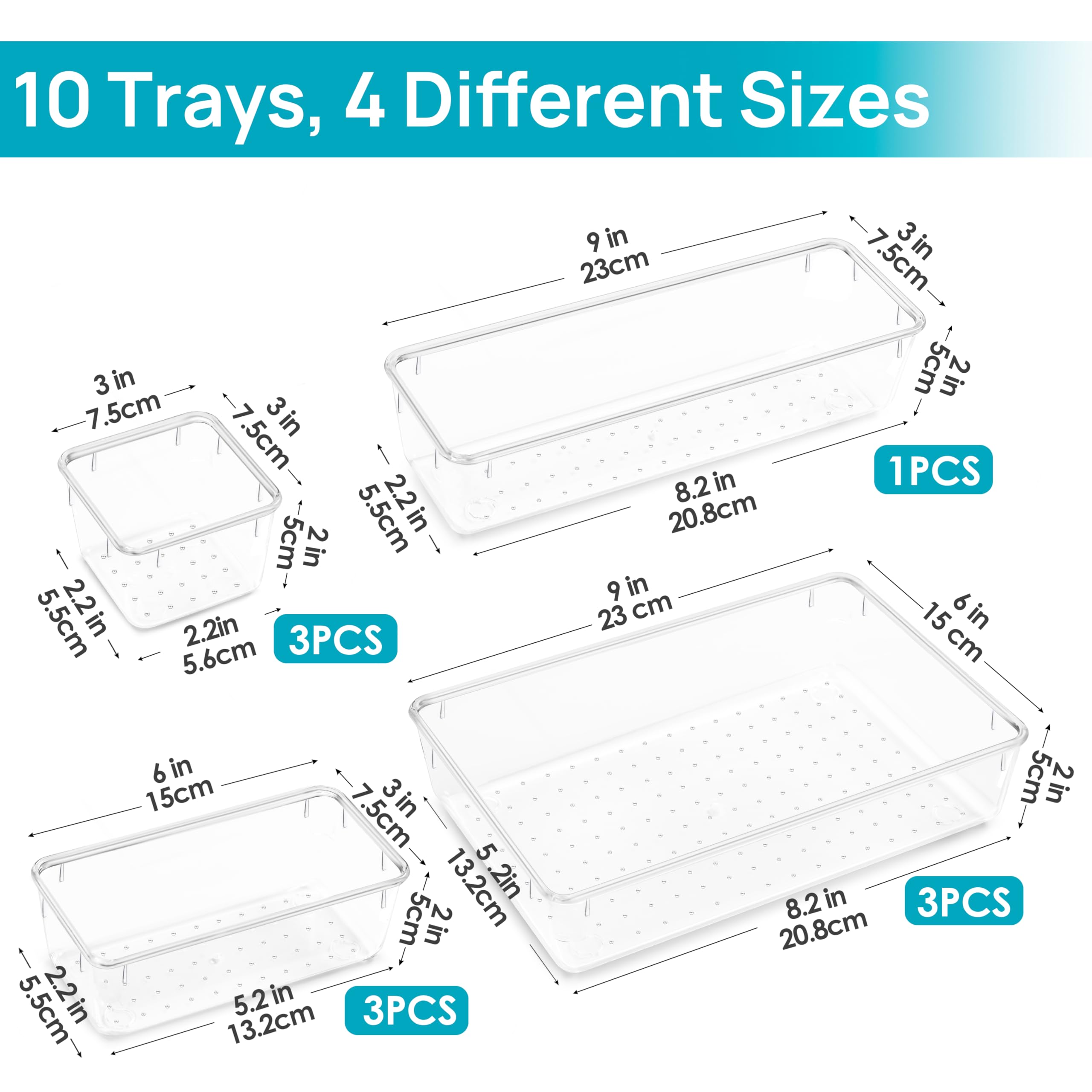Vtopmart vanity drawer organization keeps cosmetics, jewelry, and gadgets in place.