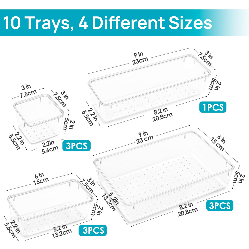 Vtopmart vanity drawer organization keeps cosmetics, jewelry, and gadgets in place.