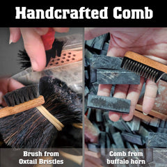 VTUNA 2-in-1 beard comb featuring buffalo horn teeth for smooth detangling.
