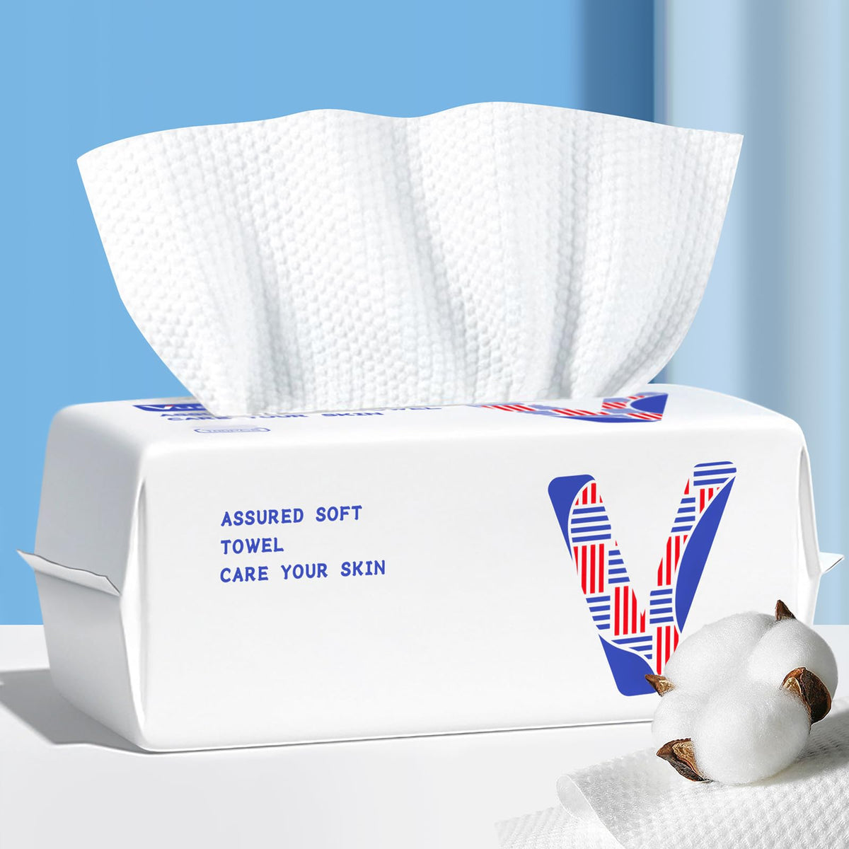 vuacepe disposable face towels with a soft-touch feel for gentle cleansing.
