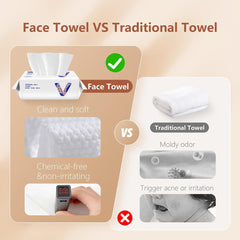 vuacepe face towels showing a two-sided texture for smooth cleansing and deeper cleaning.