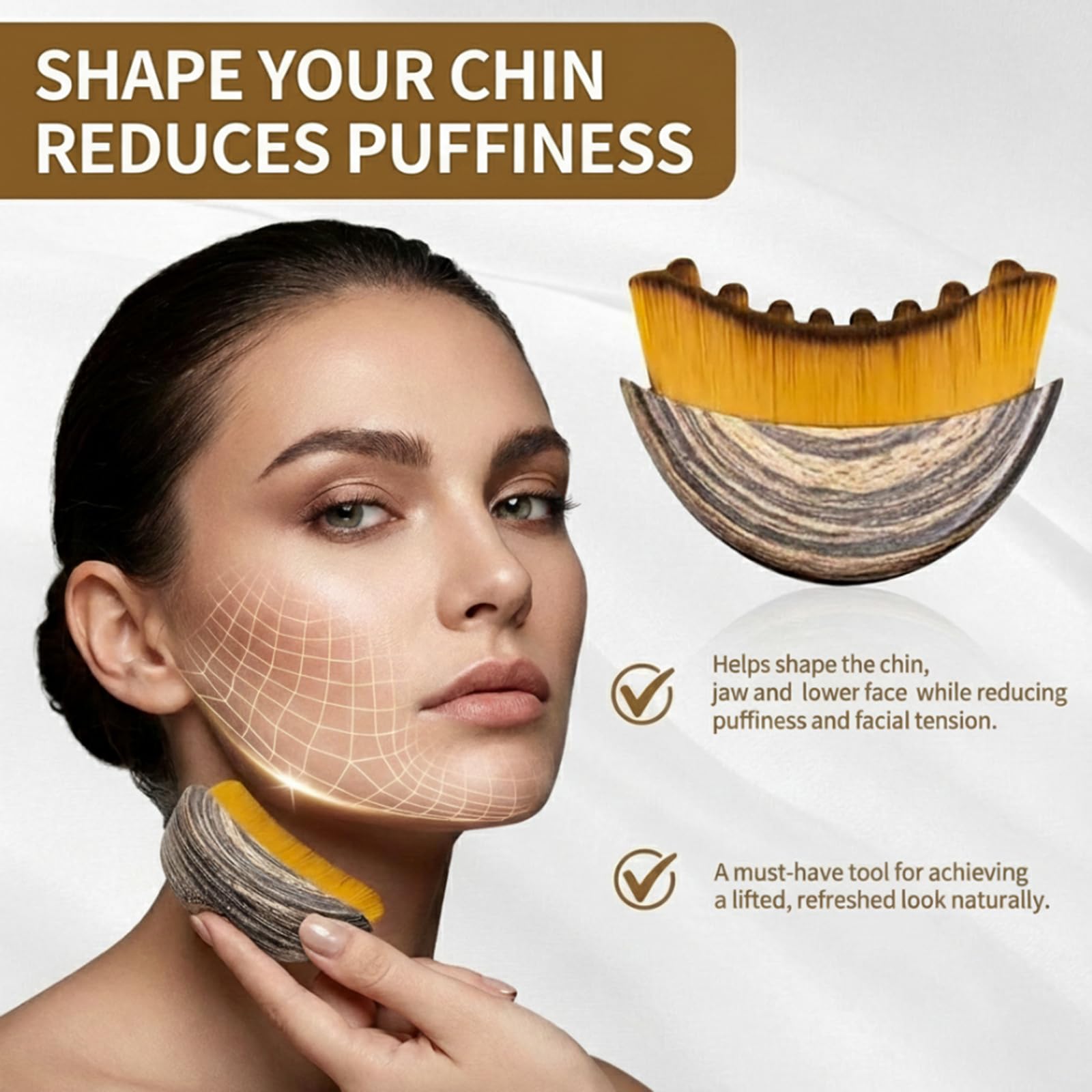 Vunpok Lymphatic Contour Brush applying on the face to enhance absorption