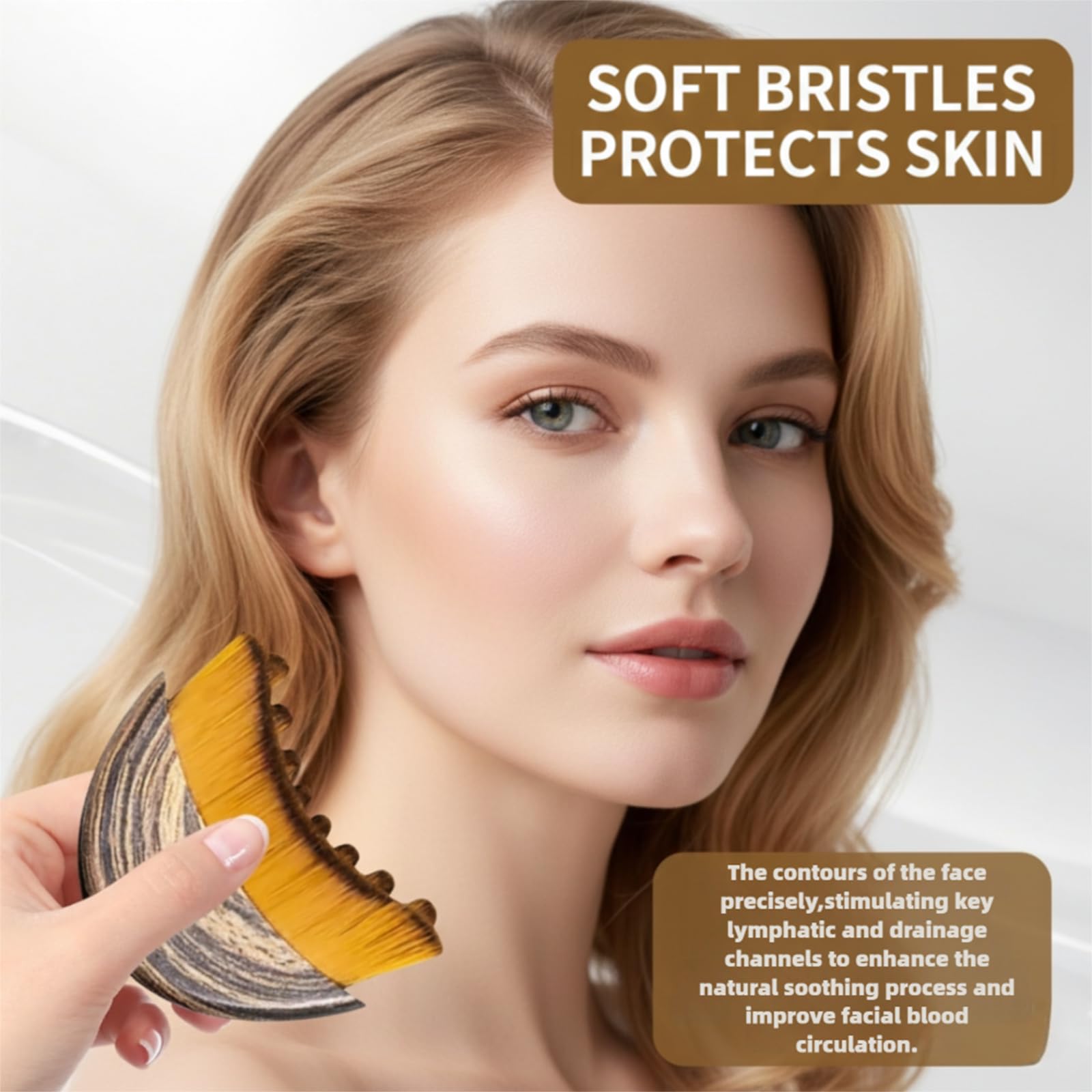 Vunpok Lymphatic Contour Brush held in hand to highlight ergonomic grip