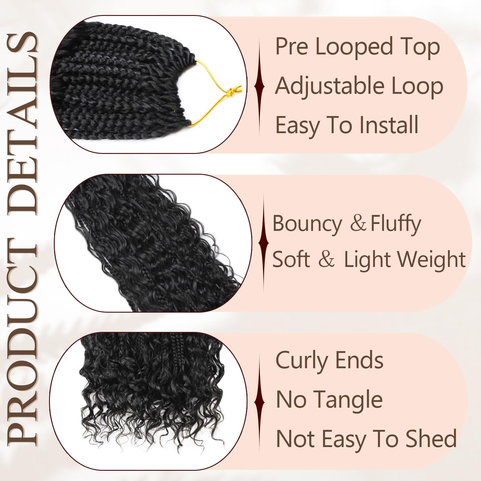 Vustbeauty boho crochet hair pre-looped feature for quick DIY setup