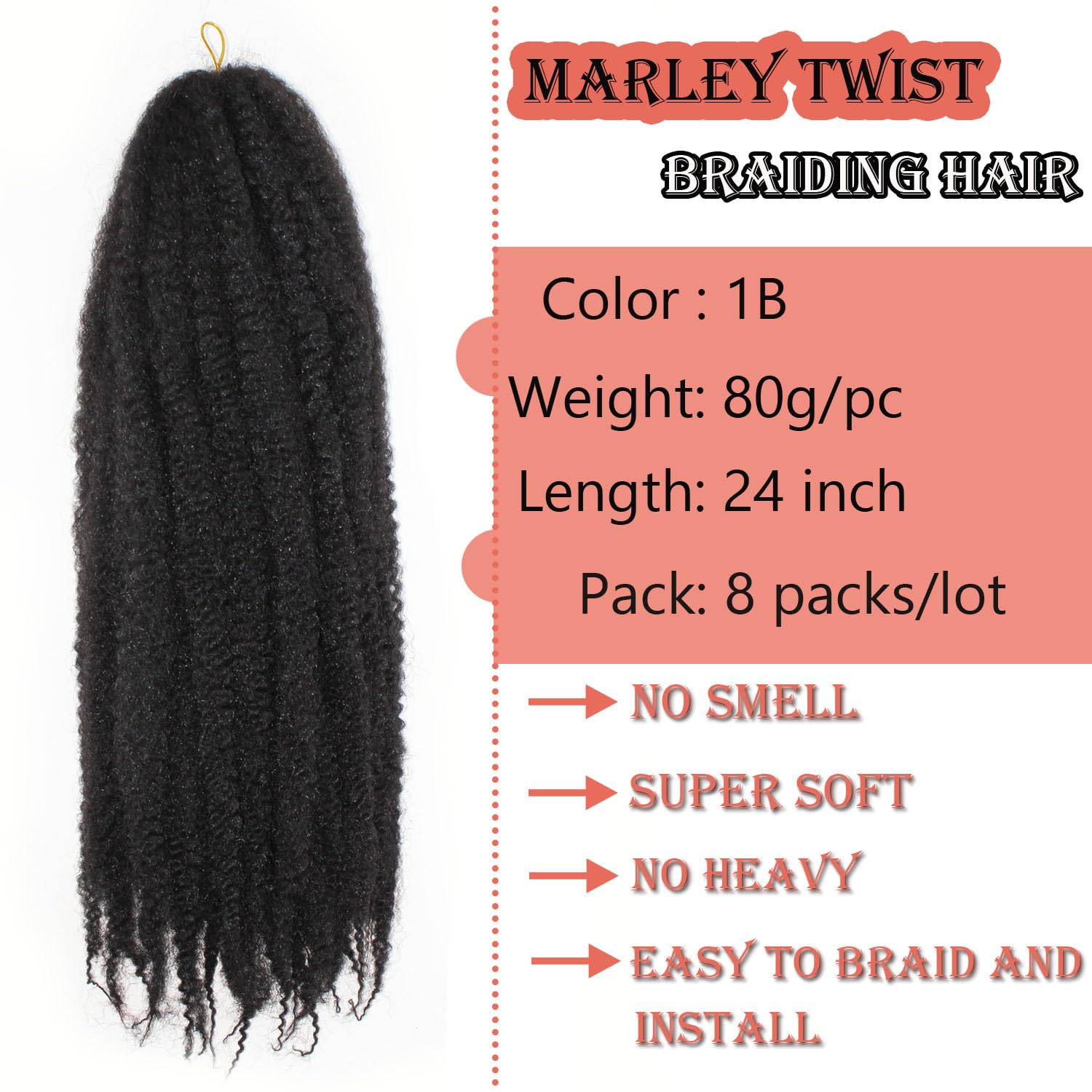 Vustbeauty Marley Twist 24-inch shiny, lightweight strands with natural texture.
