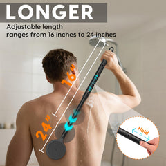 VWMYQ double-sided shower brush for cleansing and exfoliation.