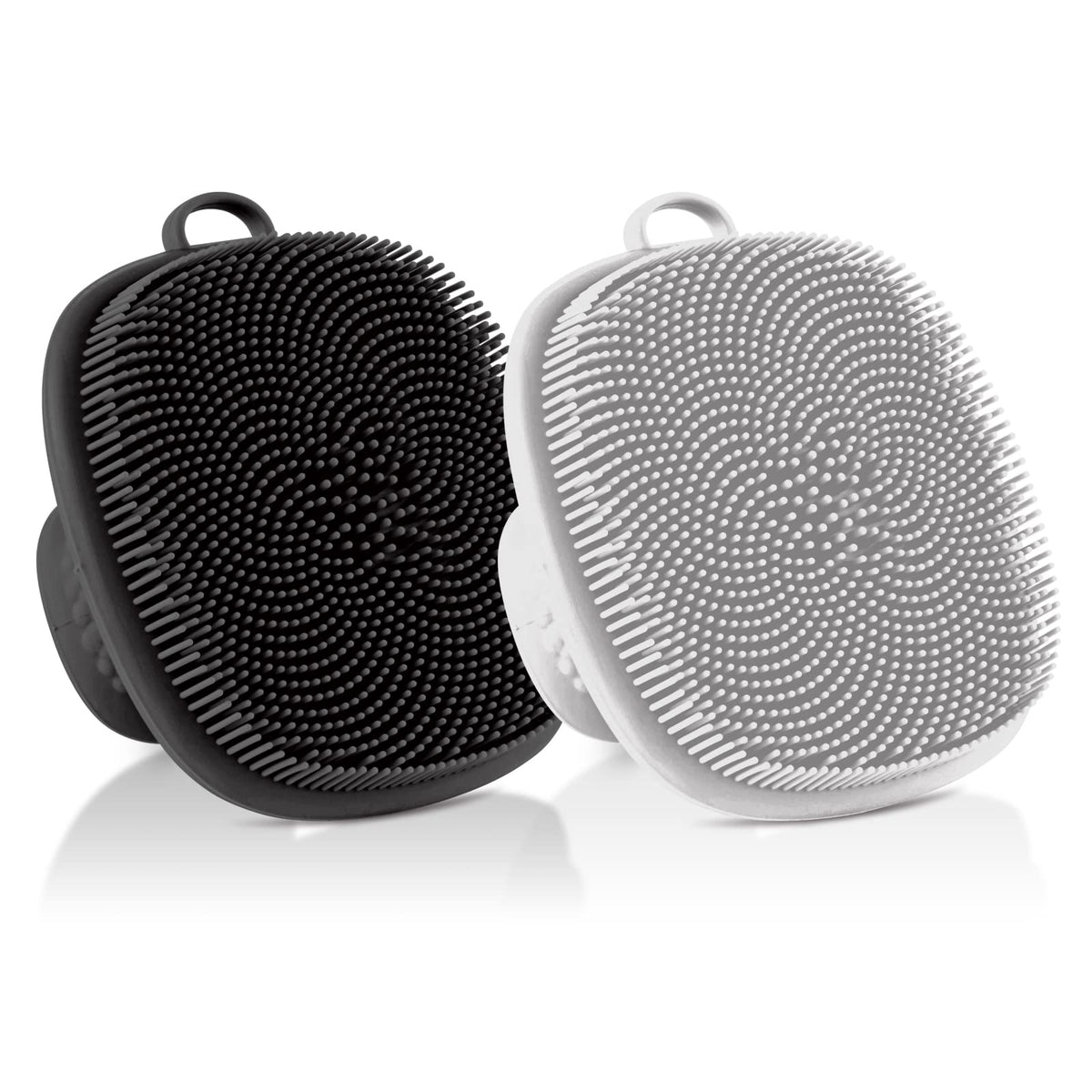 VWMYQ face scrubber twin-pack with soft bristles for gentle cleansing