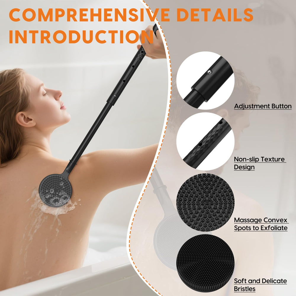 VWMYQ silicone bristles create rich foam during showers.