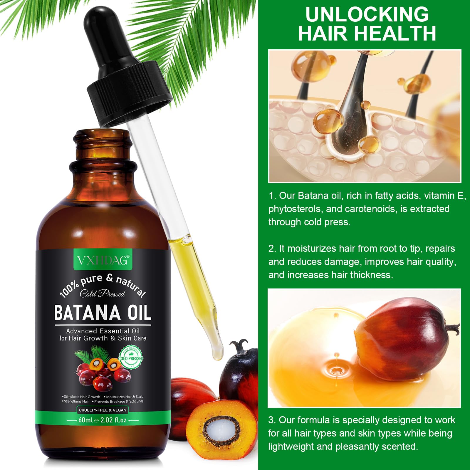 VXHDAG Batana Oil aporta brillo y textura suave al cabello