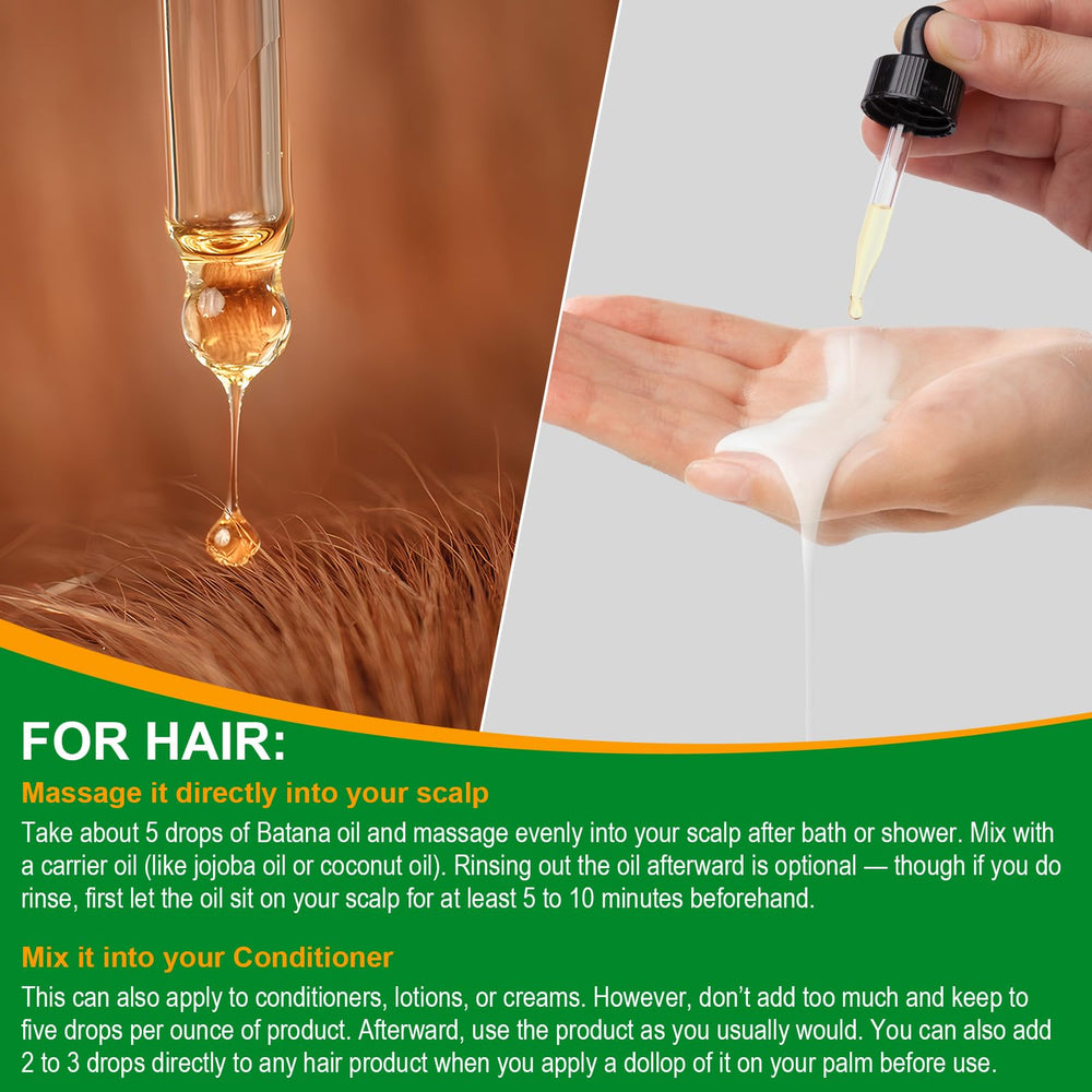 Gotas de Batana Oil añadidas a productos capilares para tratamiento