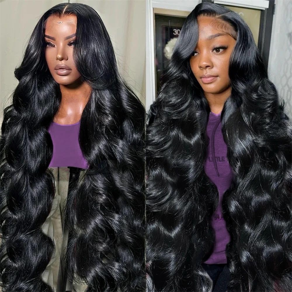 VXCVAE 30 inch lace front wig close-up with seamless HD lace.