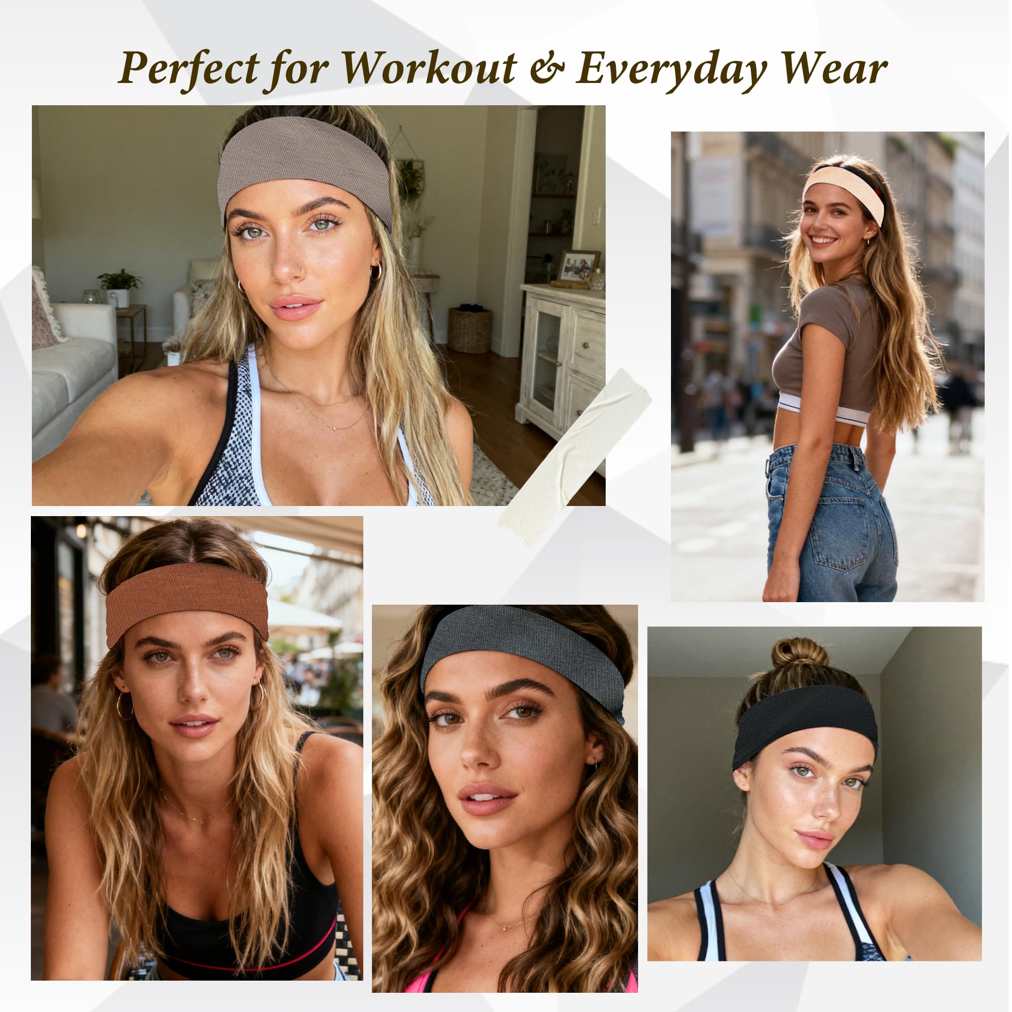 Vylxuxa headbands suitable for yoga, running, gym, and travel