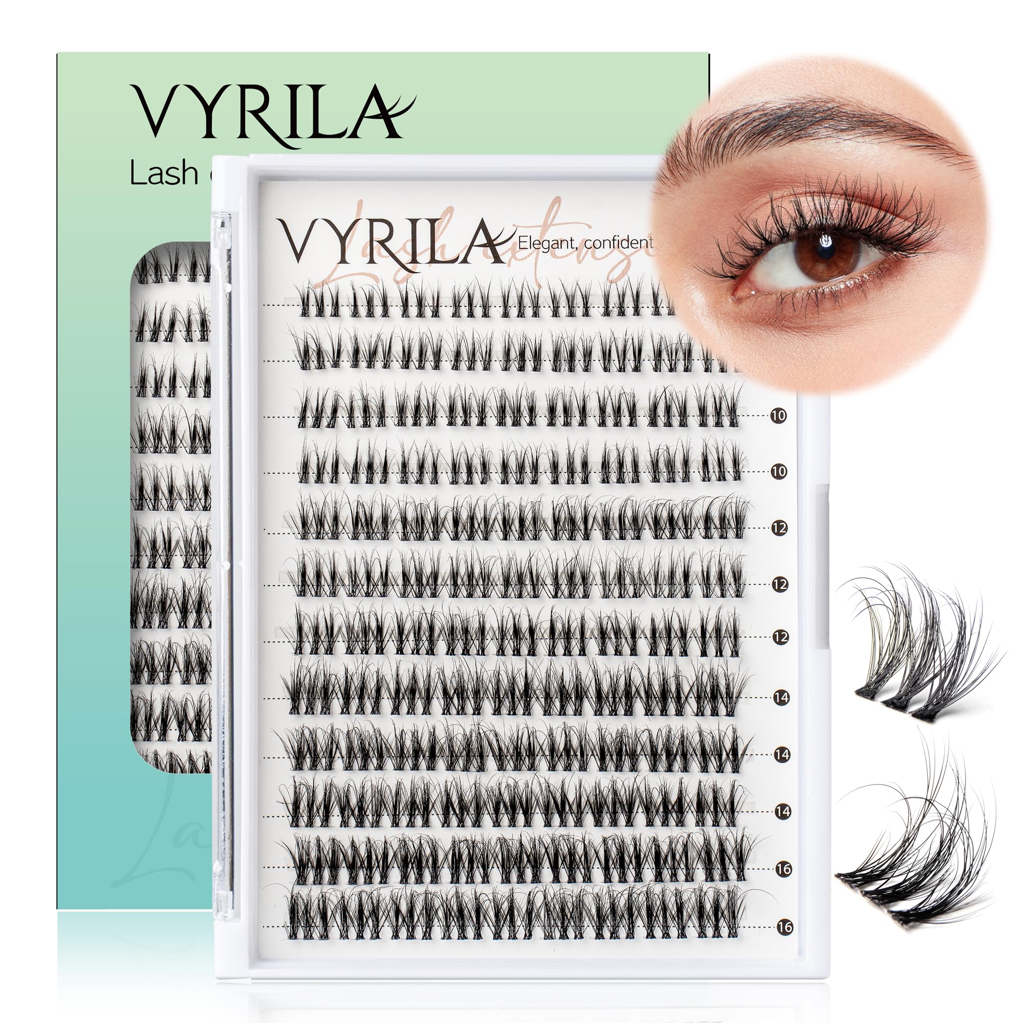 VYRILA Lash Clusters 0.05mm ultra-fine fibers for a natural, fluffy look.