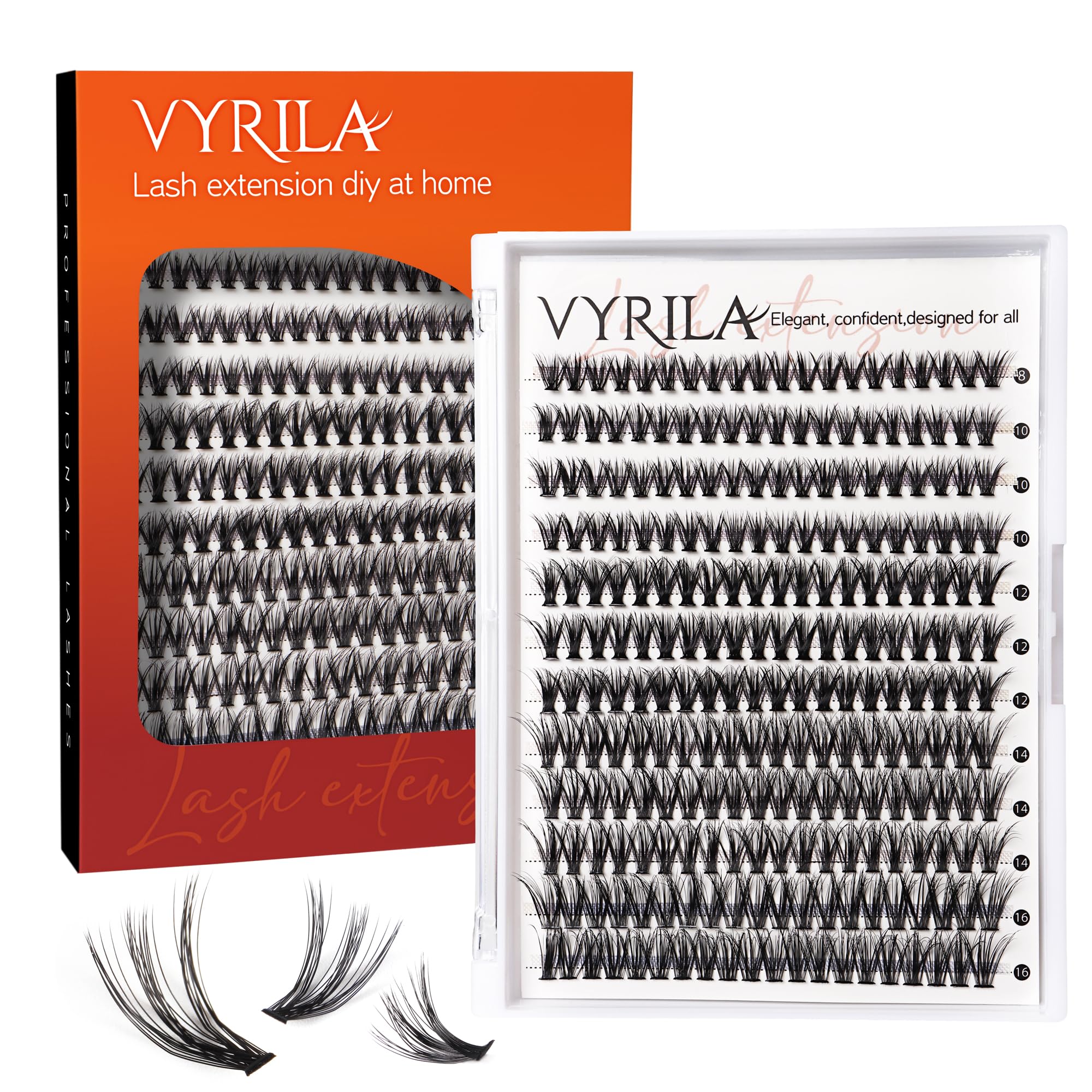 VYRILA lash clusters 240pcs packaging for easy at-home styling.