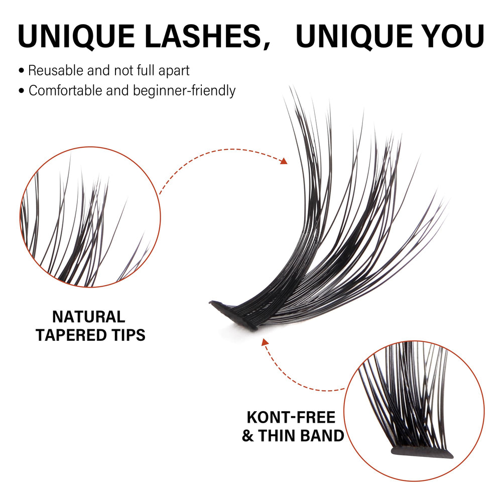 VYRILA C curl clusters blend smoothly with natural lashes.
