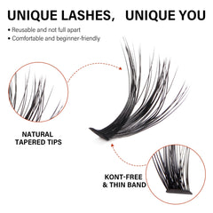 VYRILA C curl clusters blend smoothly with natural lashes.
