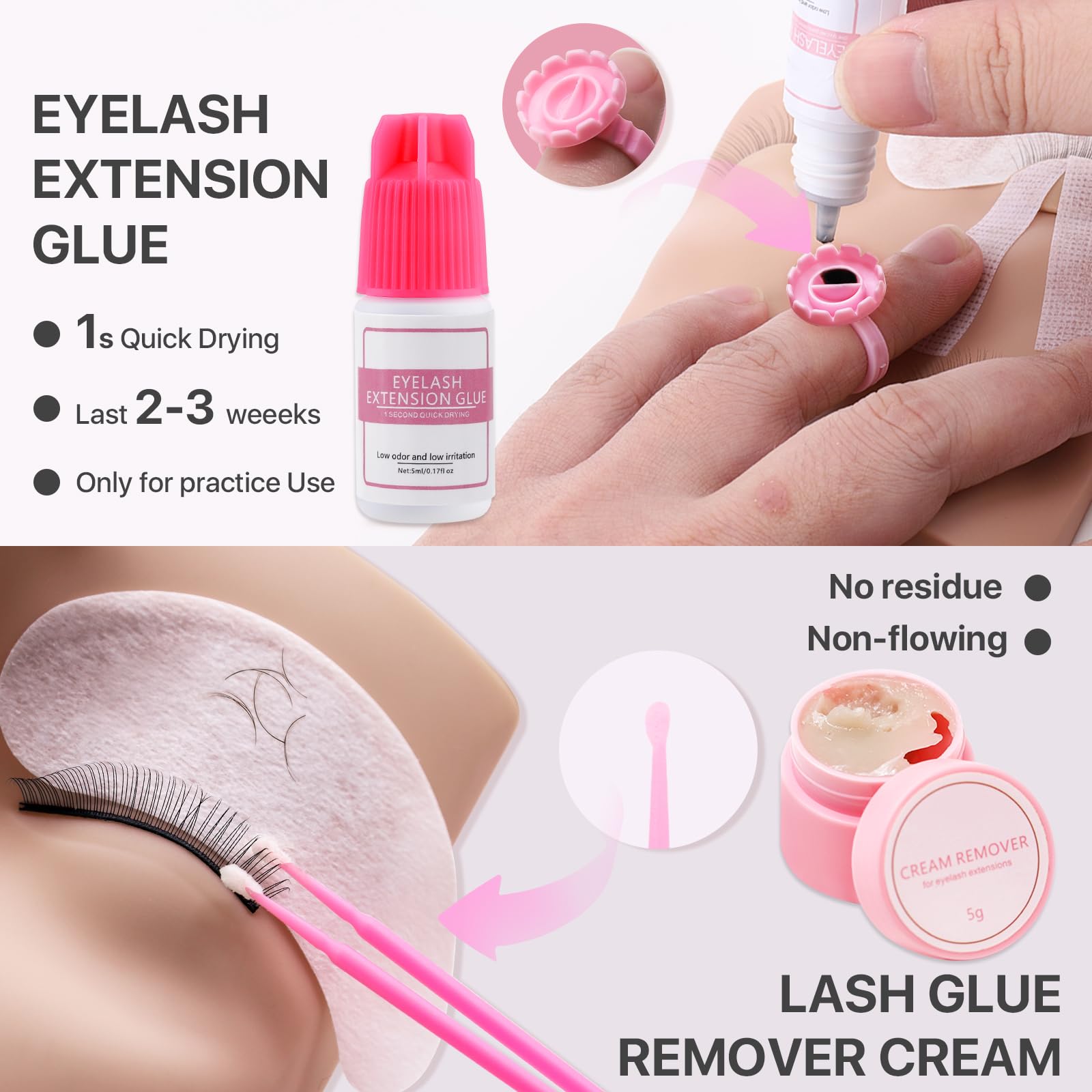 Vznffur eyelash extensions glue for training use only, aiding placement practice
