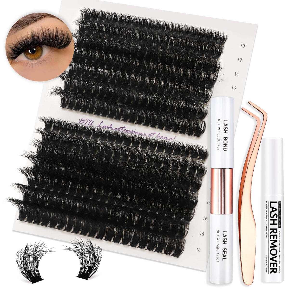 Vznffur fluffy lash extension kit with 280pcs for a full lash look.