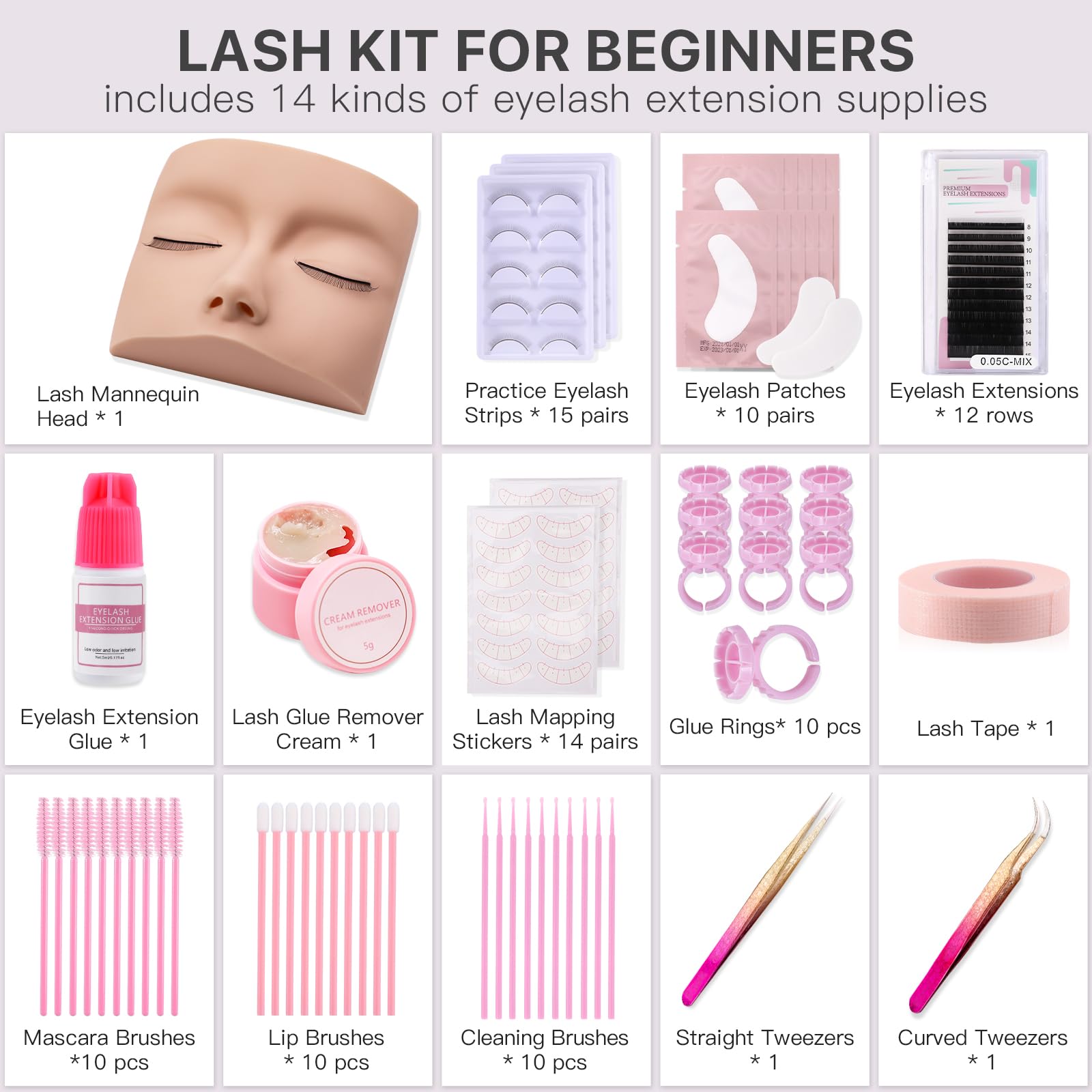 Vznffur lash extensions 12-row tray with varied lengths for versatile drills