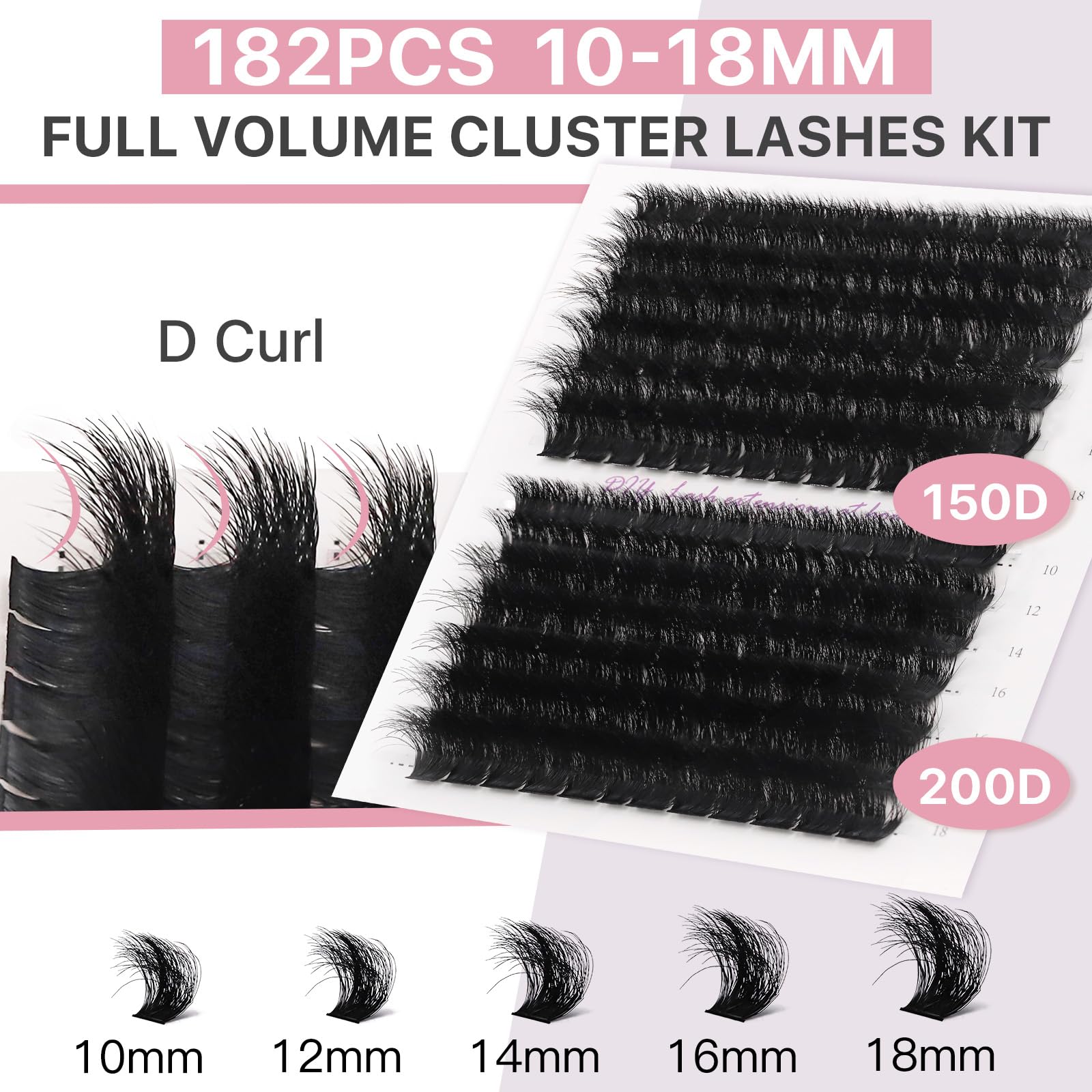 Vznffur volume cluster lashes 10–18mm enabling versatile looks.