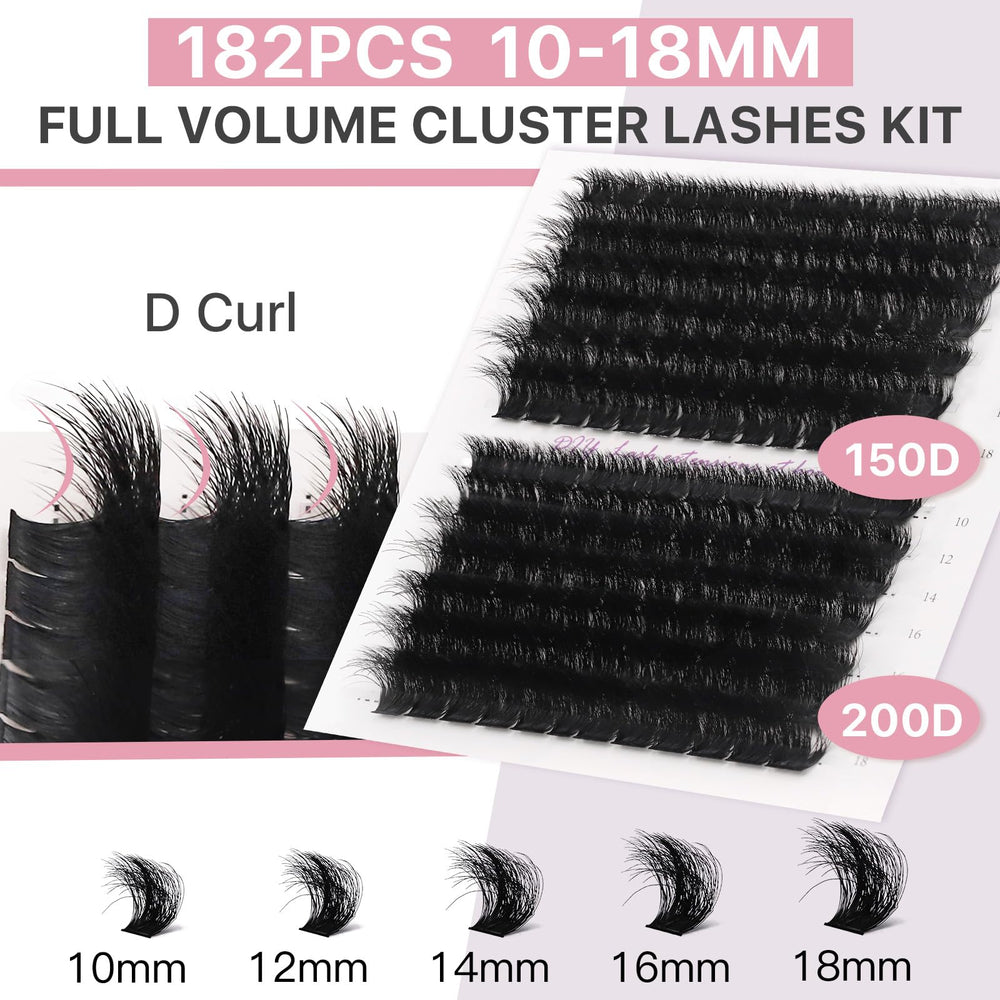 Vznffur volume cluster lashes 10–18mm enabling versatile looks.