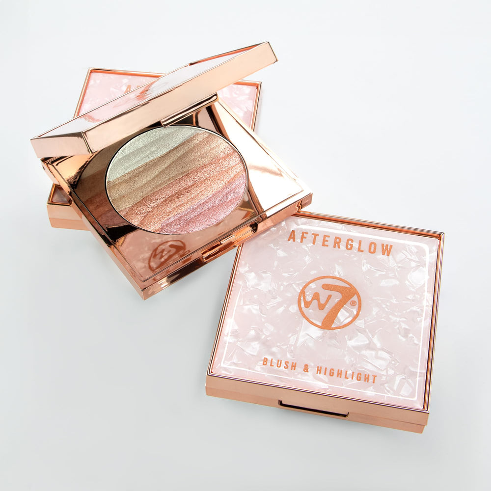 W7 Afterglow aplicación suave en mejillas para rubor iluminador
