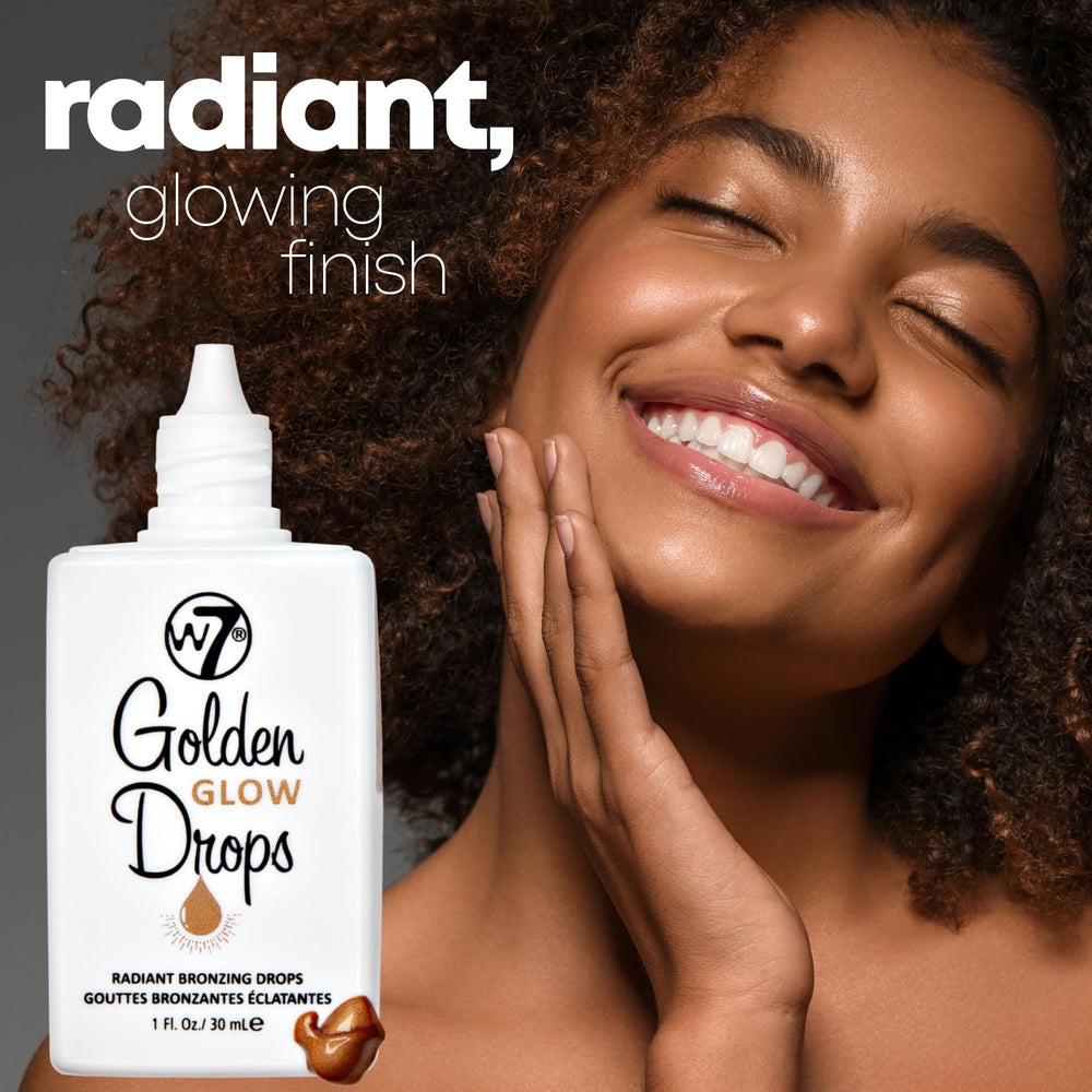 W7 Gotas bronceado dorado con brocha facial para acabado uniforme