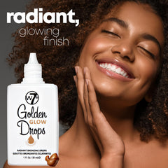 W7 Gotas bronceado dorado con brocha facial para acabado uniforme