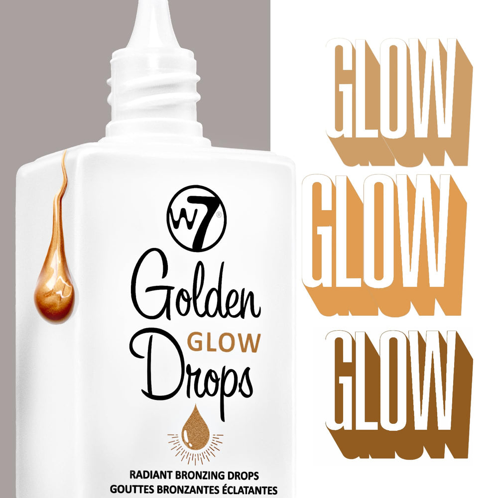 W7 Gotas bronceado dorado muestra tono natural y piel radiante
