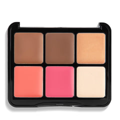 W7 Let’s Face It paleta rubor rosa suave para color diario