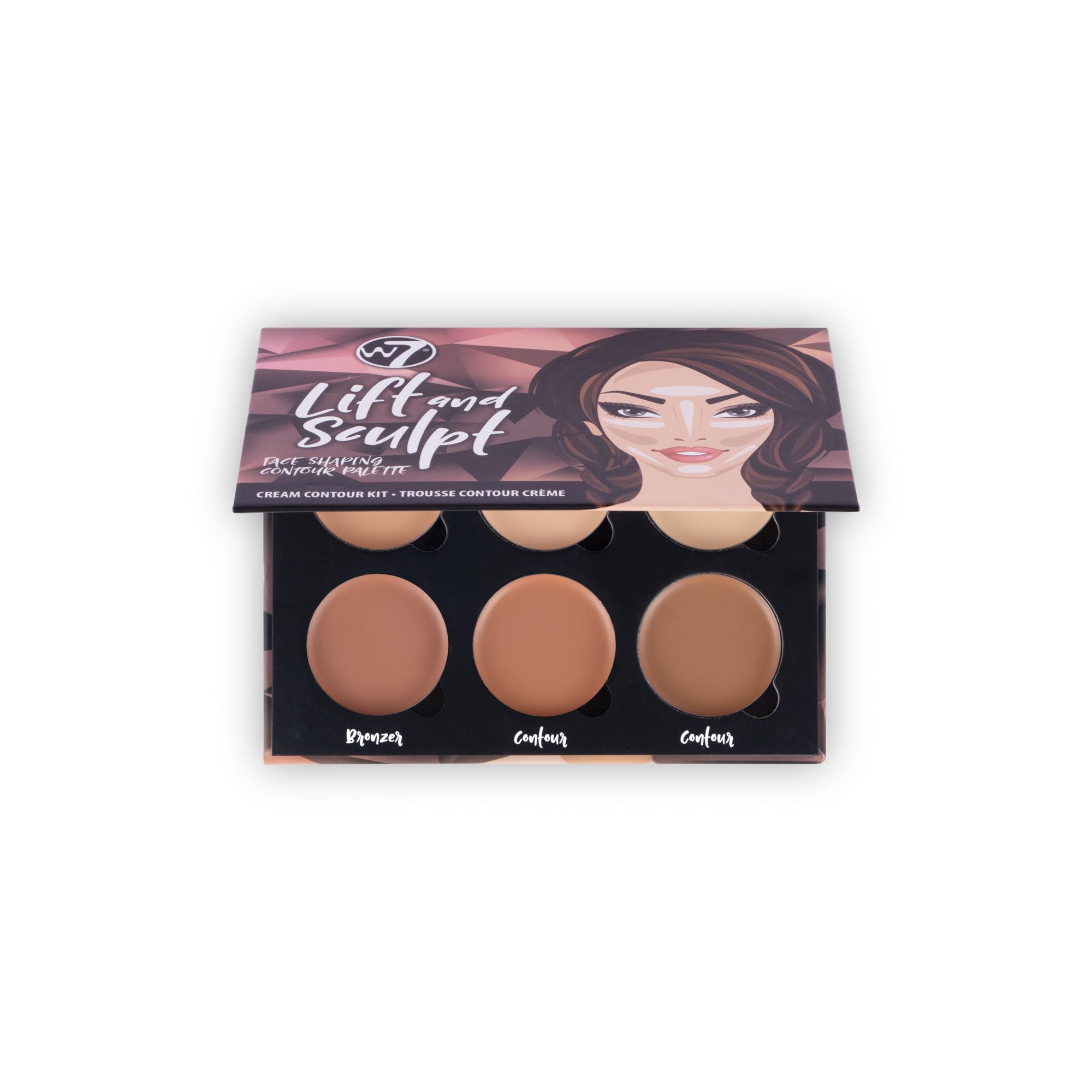 W7 Lift & Sculpt: paleta contorno cremosa para definir pómulos con precisión.