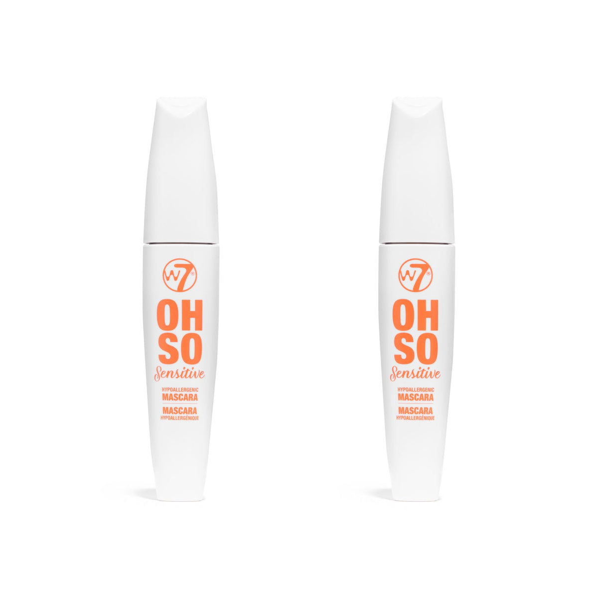 W7 Oh So Sensitive mascara two-pack box, ideal for sensitive eyes and value.