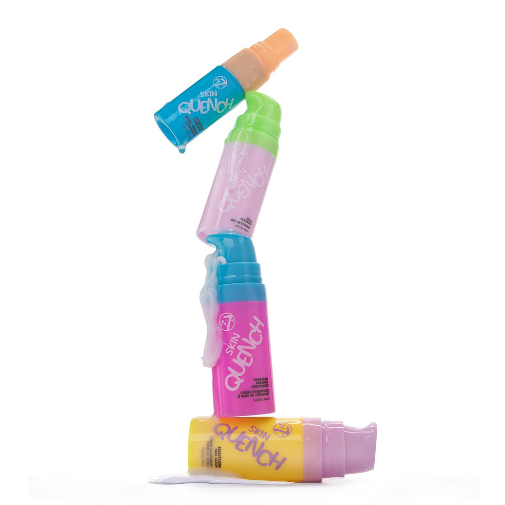 W7 Skin Quench Cuties mini set display near toiletries, suggesting year-round skincare.
