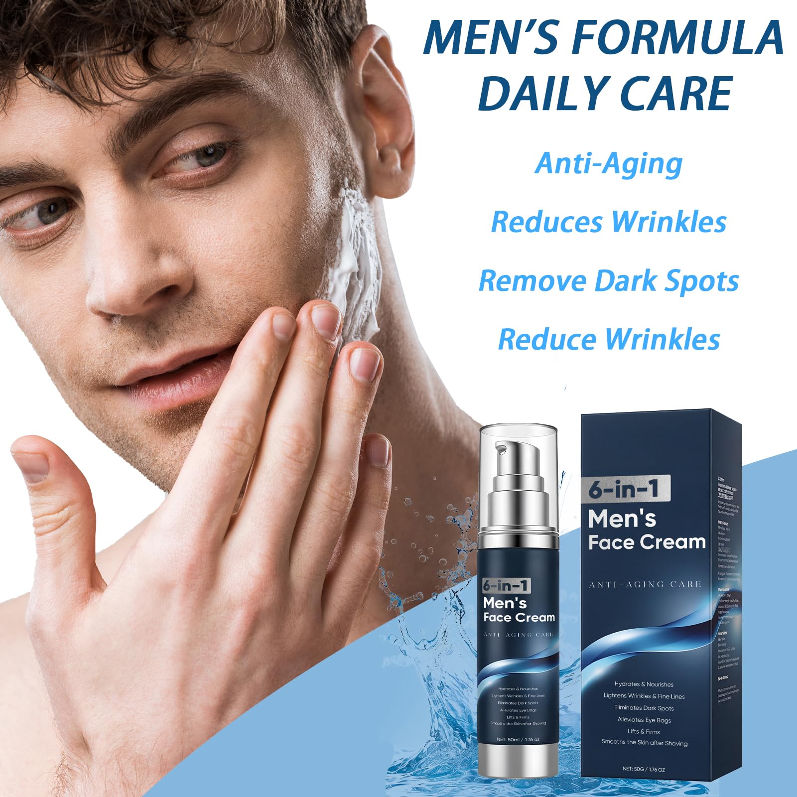 WAESKI crema facial hombres: colágeno y antioxidantes para firmeza y soporte.