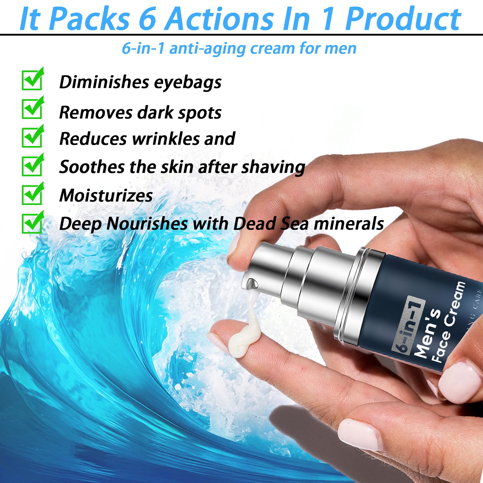 WAESKI crema facial hombres: hialuronico para hidratación y volumen visible.