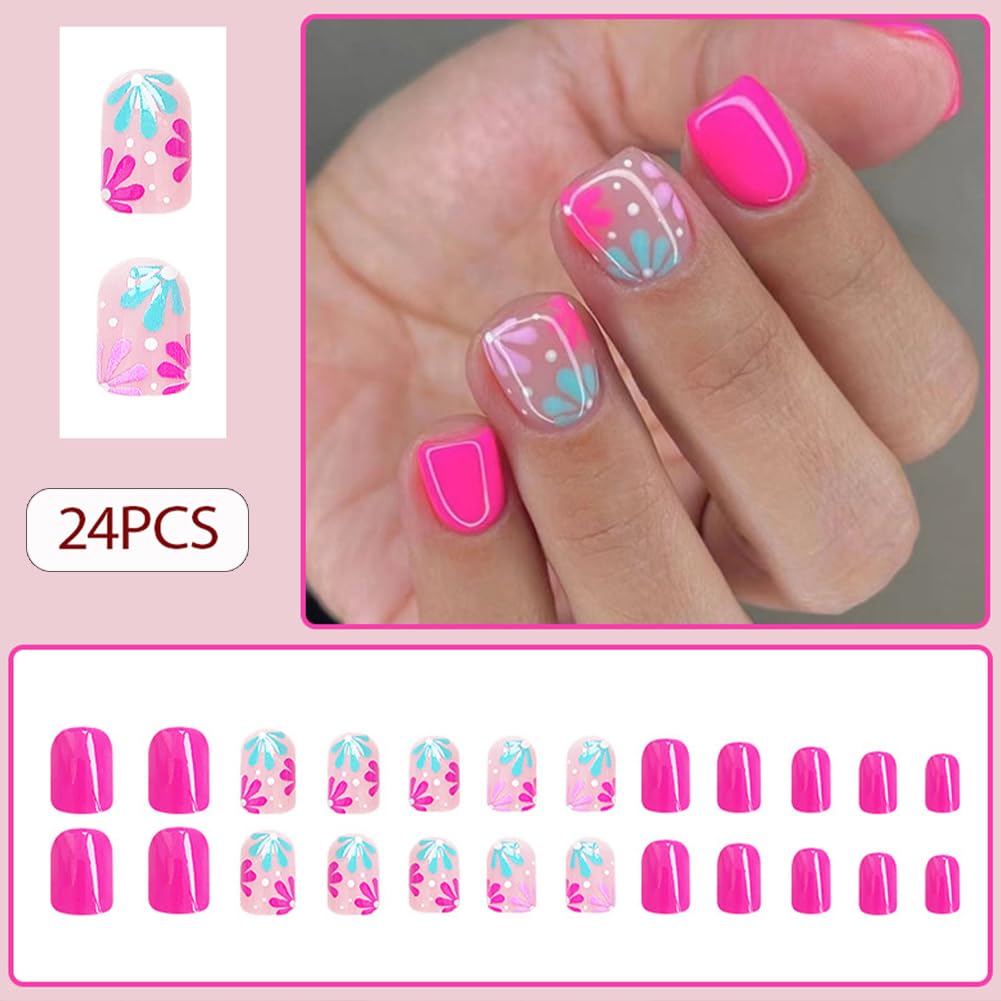 WAFOLOZE conjunto de 24 uñas cortas, 12 tallas para ajuste cómodo.
