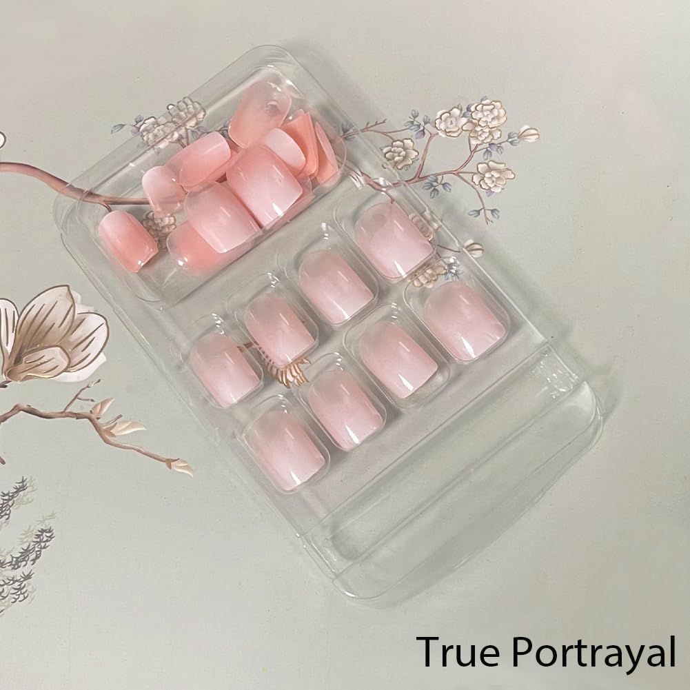 WAFOLOZE short square glossy nails for a quick salon-like manicure.
