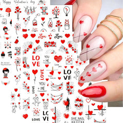 WAFOLOZE stickers uñas San Valentín corazones 3D para manicura rápida