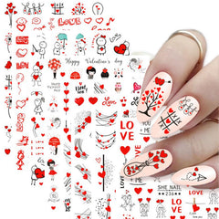 WAFOLOZE stickers uñas amor rosas brillo ideales para manicura en casa