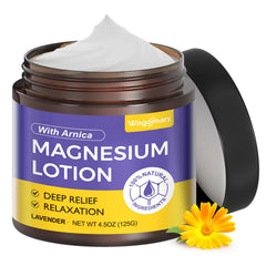 Wagomars Loción de Magnesio: botella vertiendo para una aplicación suave y relajante.