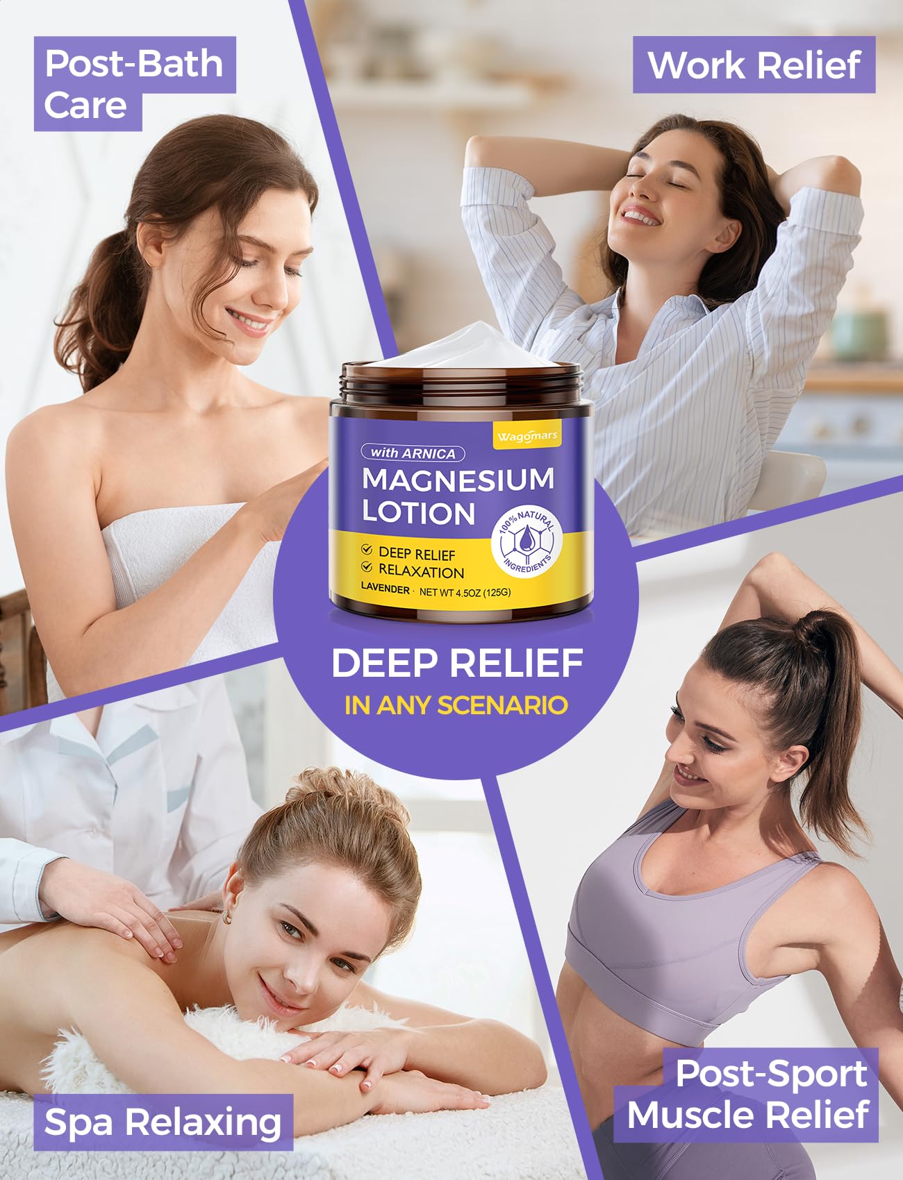 Uso facial: Wagomars Magnesio para rostro, piel hidratada y suave.